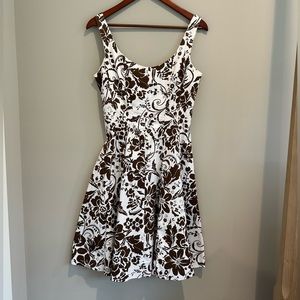 AGB Brown and White Floral Skater Dress